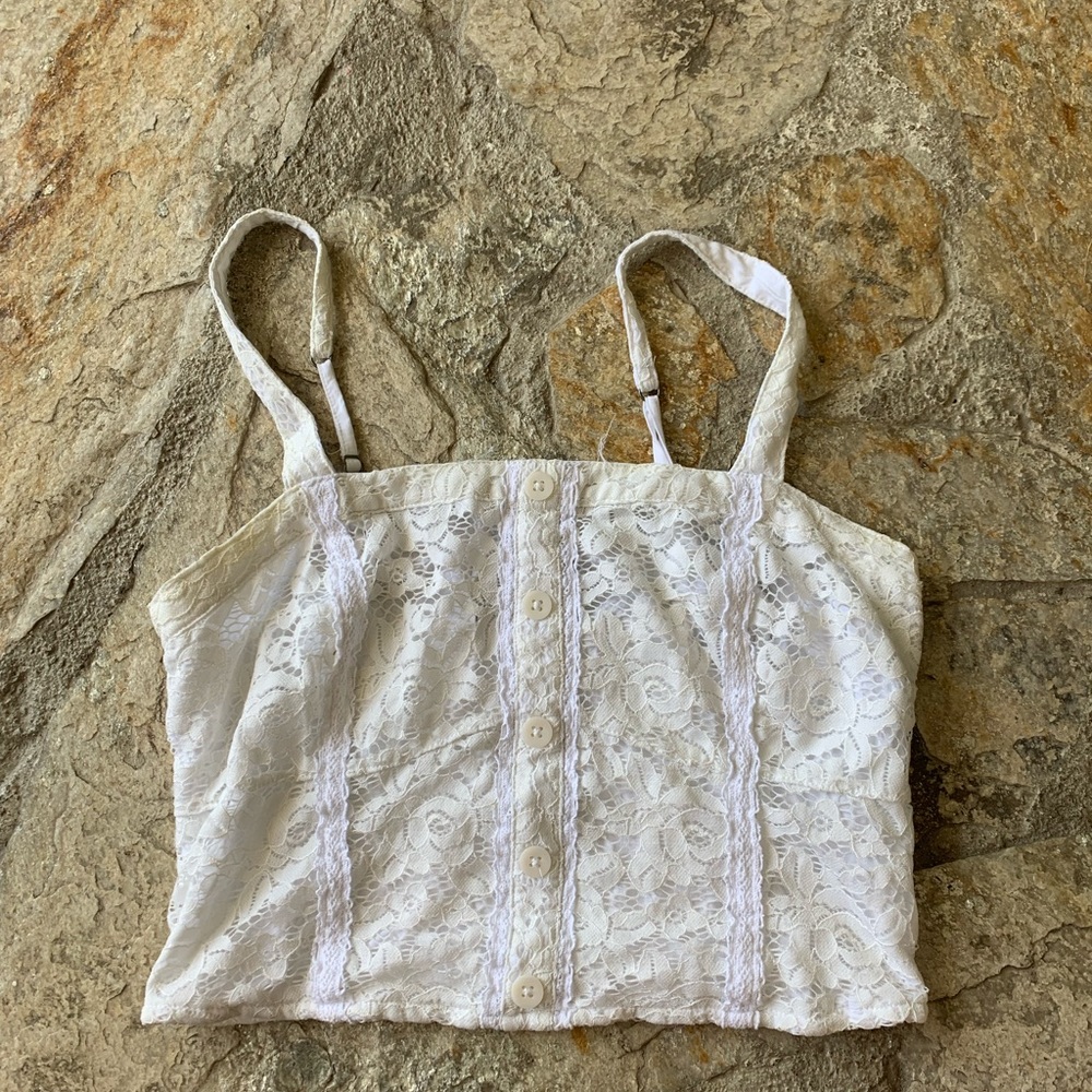 White lace crop top